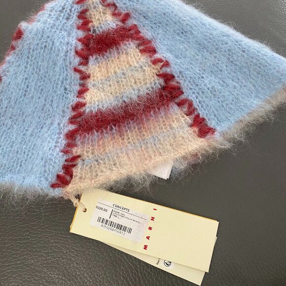 NWT MARNI  Brushed Striped Mohair-Blend Bucket Hat